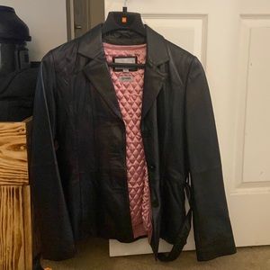 Wilson leather jacket with leather tie size L